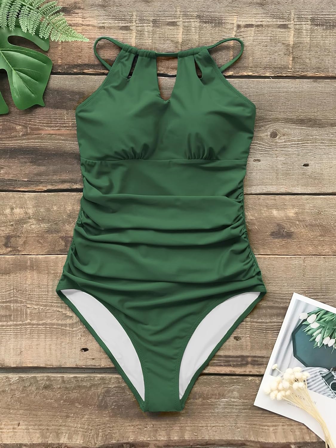 CUPSHE Women's One Piece Swimsuit High Neck Tummy Control Swimwear Bathing Suit - Image 4