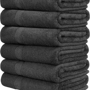 Hotel & Spa 100% Cotton Bath Towels Pack of 6, Ultra Soft, Quick Dry, Lightweight, Highly Absorbent, Perfect for Shower, Spa, Gym, Pool, Hotel, Resort & Daily Use (Grey – 24×48 Inches)