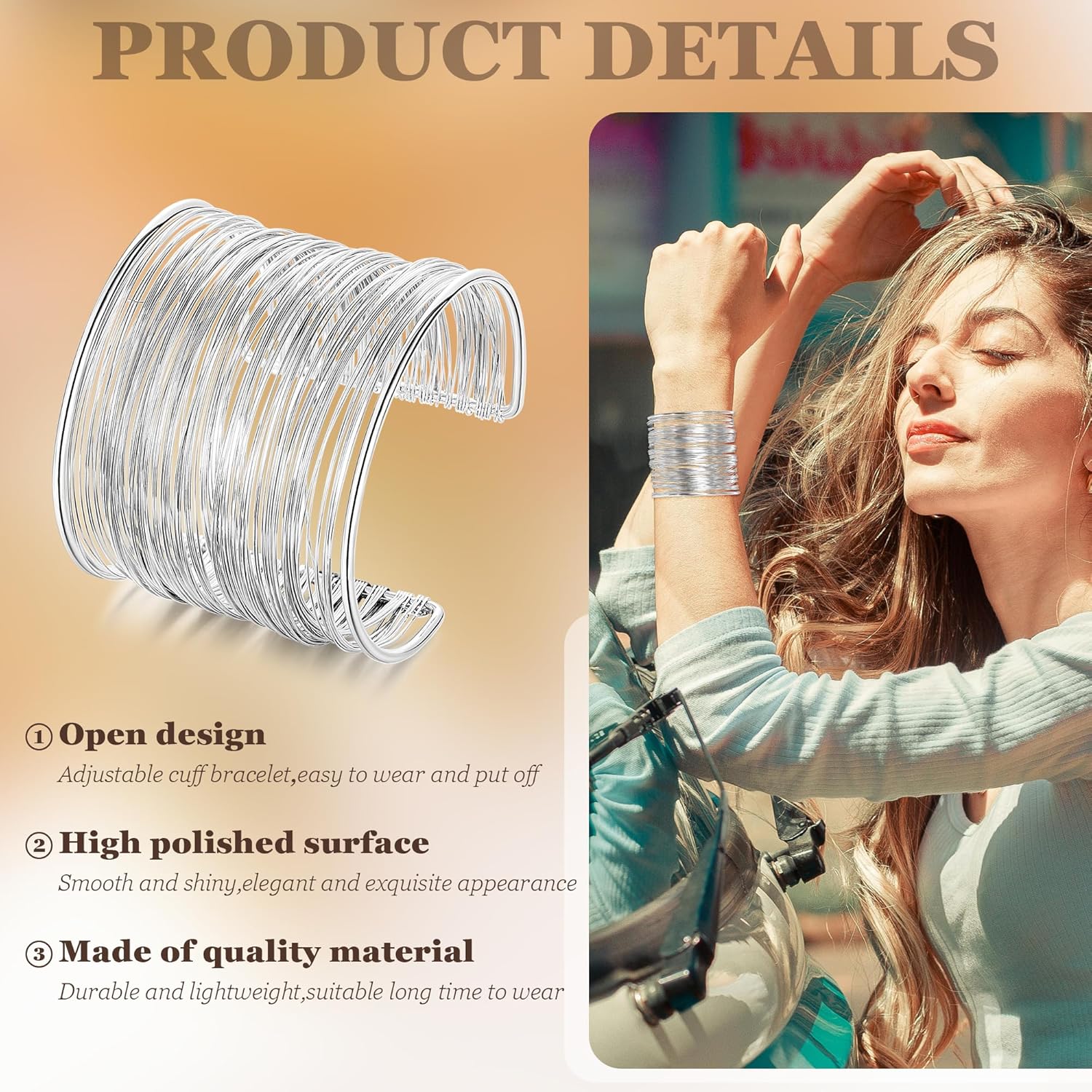 3Pcs Chunky Gold Cuff Bracelets Open Wide Bangle Bracelets Set for Women Minimalist Irregular Bracelet Statement Wrist Cuff Wrap Bracelet Jewelry - Image 5