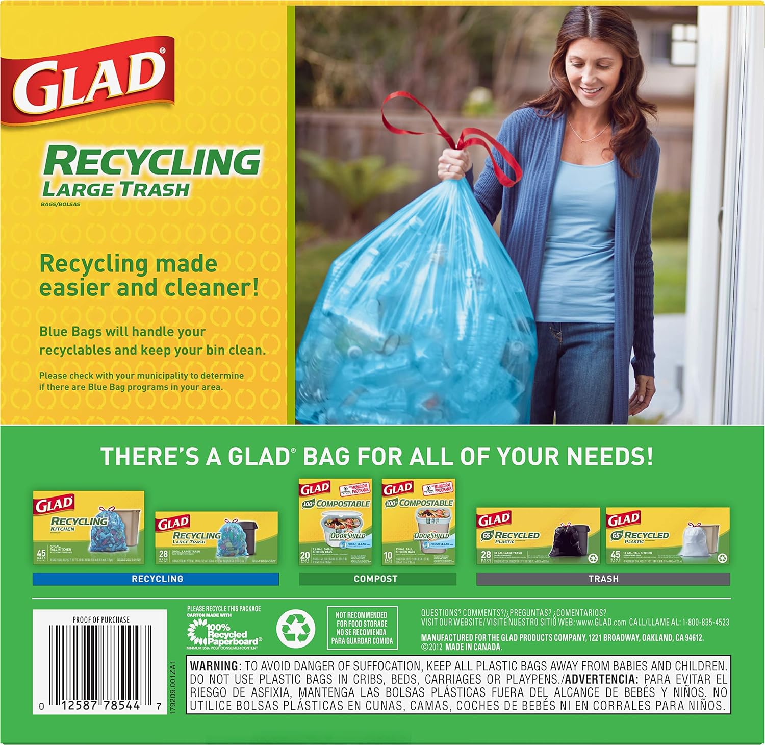 Glad Trash Bags, Large Drawstring Garbage Bags, 30 Gallon Blue Trash Bags for Large Kitchen Trash Can or Recycling, 28 Count - Packaging May Vary - Image 8