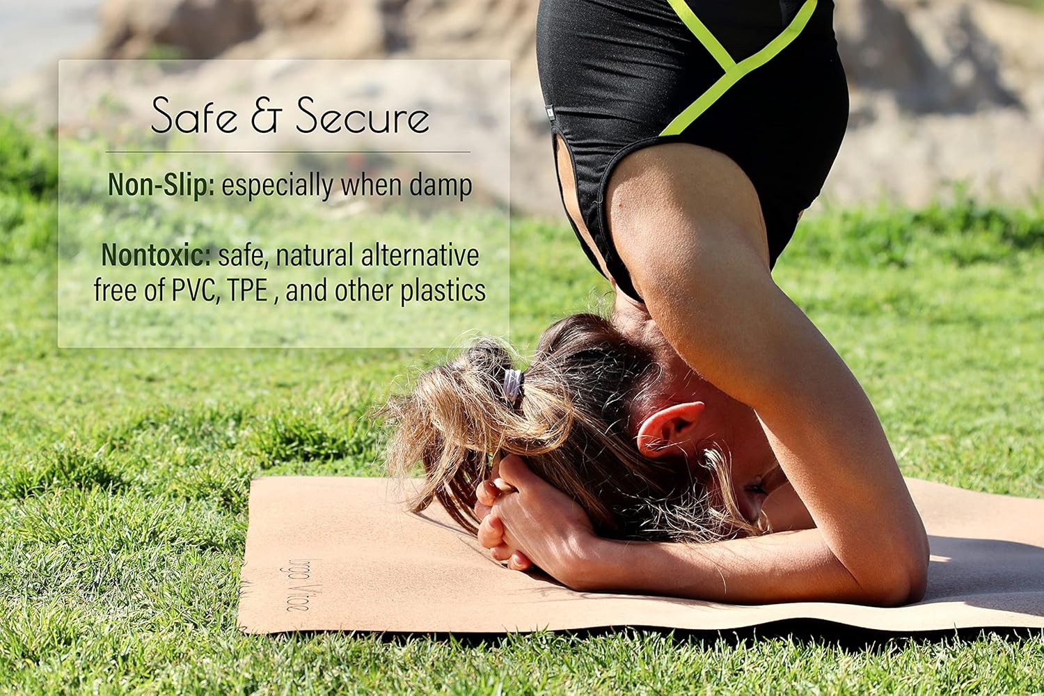 3mm Thick, 72" x 24" Natural Rubber Cork Yoga Mat, Hot Yoga Mat, Non Toxic, TPE-Free, Sustainable, Eco-Friendly, Non-Slip, Odor Resistant - Image 6