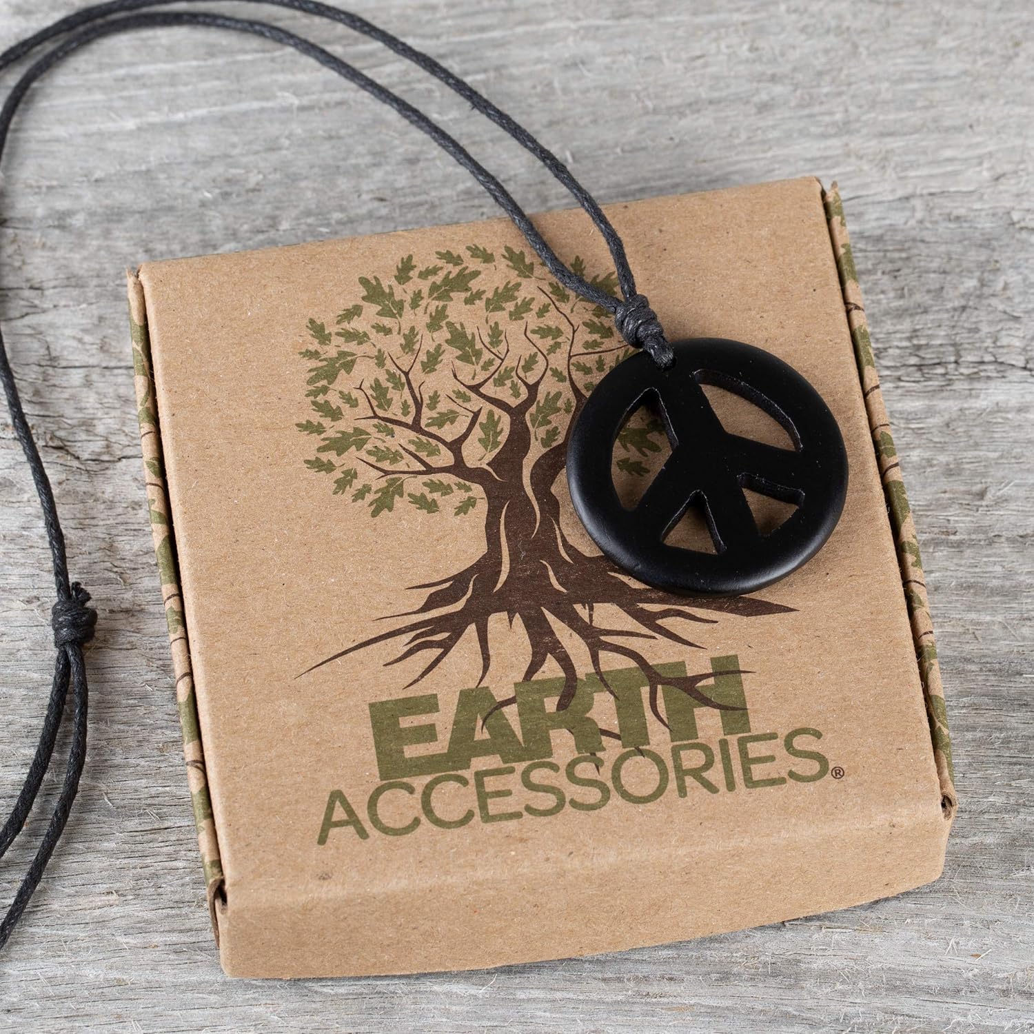 Adjustable Peace Sign Pendant Necklace with Organic Wood - Hippie Accessories and Hippie Costume for 60s or 70s - Image 6