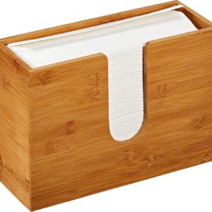 Bamboo Paper Towel Dispenser 4.8″ x 11.6″ x 7.8″ – Wall Mount or Countertop for Multifold Hand Napkins – Bathroom, Kitchen, Home or Commercial Use (Bamboo)