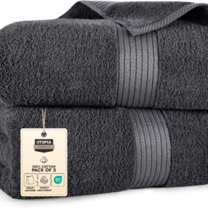 Utopia Towels Extra Large Bath Sheets 2 Pack, 35 by 70 Inches,100% Cotton Highly Absorbent & Quick Dry Bath Towel for Adults, Super Soft Towel, Grey