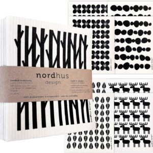 Nordhus Design Swedish Dishcloths, 10 Cloths, Made in Sweden – Reusable, Washable Cellulose Cotton Kitchen Cloths – Replace Paper Towels, Wipes, Sponges, Dish Rags