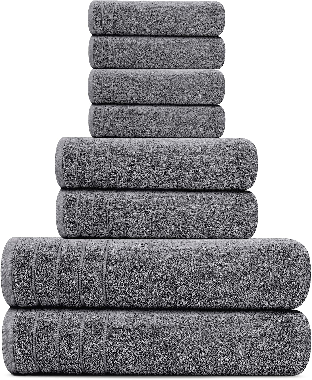 Tens Towels Pack of 8 Towels Set, 2 Extra Large Bath, 2 Hand, 4 Washcloths, 100% Cotton, Lighter Weight, Quicker to Dry, Super Absorbent, Perfect for Bathroom, Dark Grey - Image 5