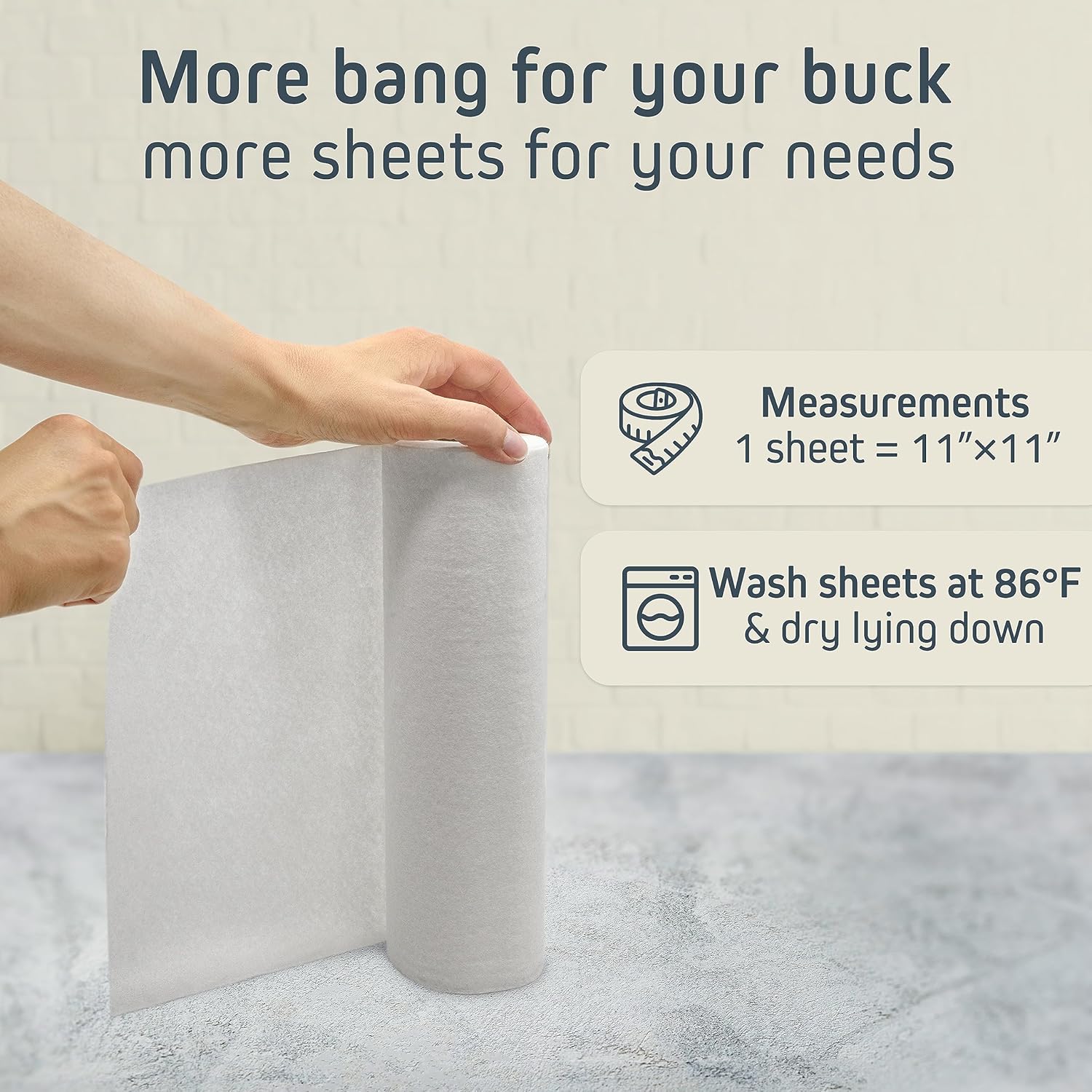 Reusable Paper Towels Washable – 3 Rolls, 20 Sheets (11"x11") | Made of Bamboo, Super Absorbent, Machine Washable, Eco-Friendly Alternative to Paper Towels | Perfect for Kitchen & Beyond - Image 6