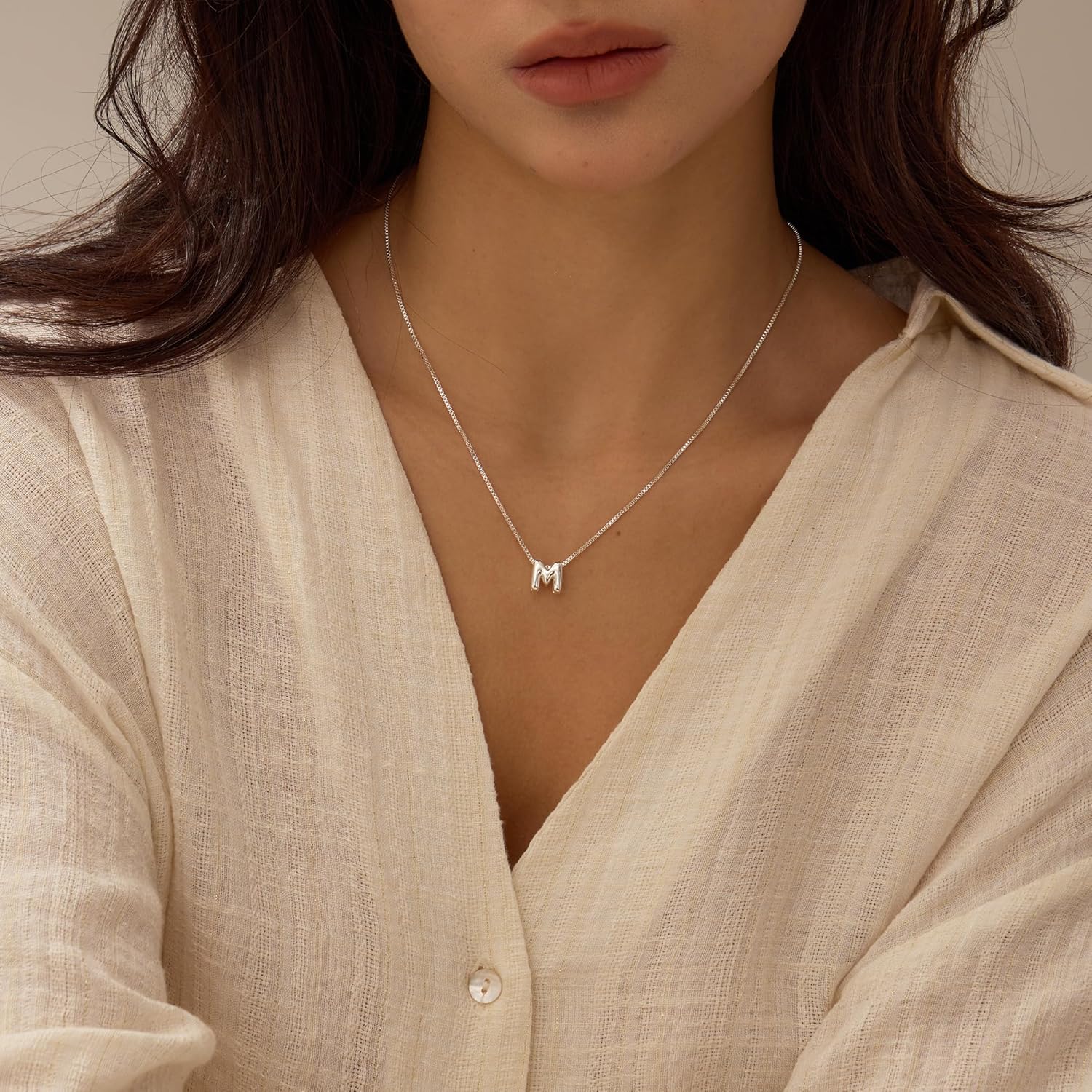 Bubble Gold Letter Necklace for Women, 14k Gold Plated Balloon Initial Necklace, Dainty Gold Necklace for Women, Personalized Bubble Pendant Name Necklace, Fashion Accessories Trendy Jewelry - Image 4