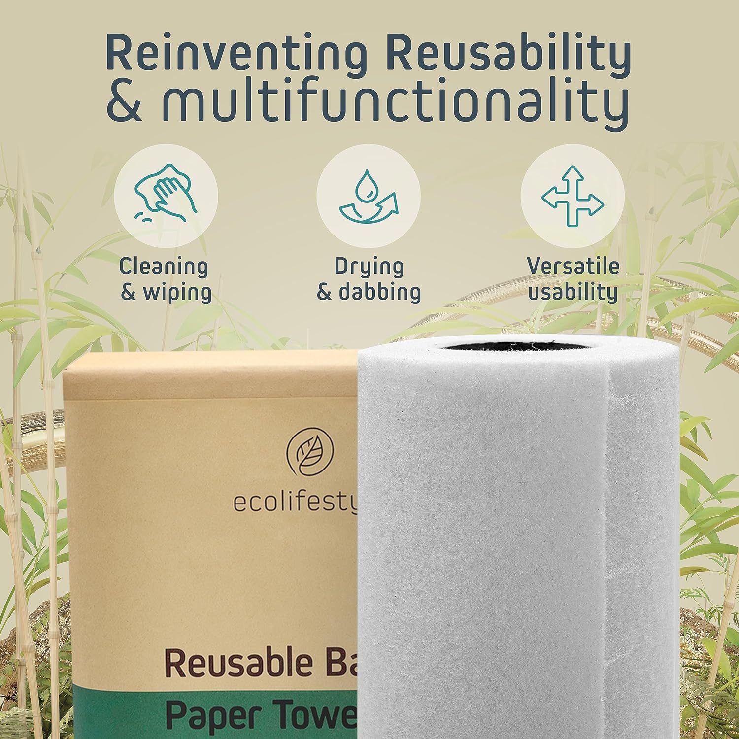 Reusable Paper Towels Washable – 3 Rolls, 20 Sheets (11"x11") | Made of Bamboo, Super Absorbent, Machine Washable, Eco-Friendly Alternative to Paper Towels | Perfect for Kitchen & Beyond - Image 3