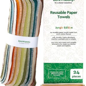 Reusable Paper Towels – Value Pack of 24 Paperless Paper Towels! – 100% Cotton, Super Soft, Absorbent, Washable and Made To Last