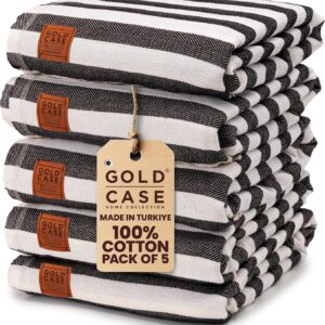 Gold CASE Turkish Beach Towel Set of 5 – 100% Cotton Turkish Beach Towels Bulk 71 x 40” – MYRA Oversized, Quick Dry & Sand Free Beach Towel – Lightweight Towels Set in Black