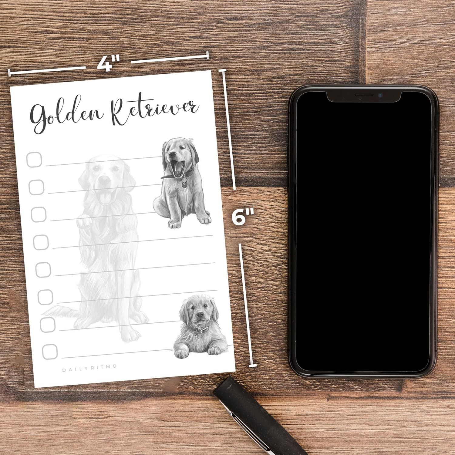 Golden Retriever Sticky Notepad to Do List | Golden Retriever Lover Gifts for Women | Office School Supply Dog Sticky Notes 4"x6" 50 Pages - Image 6