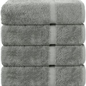 Chakir Turkish Linens | Hotel & Spa Quality 100% Cotton Premium Turkish Towels | Soft & Absorbent (4-Piece Bath Towels, Gray)