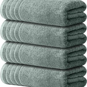 Avalon Towels Bath Towels Set of 4, Size 30 x 60 Inches, Highly Soft and Absorbent, Quick Drying, Lightweight, Perfect for Daily Use (Light Grey)